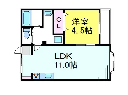 貢栄ハイツ(1LDK/1階)の間取り写真