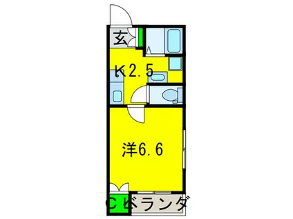 ル・シエル鶴見橋(1K/3階)の間取り写真