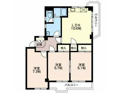 モダニティパレス望月(3LDK/2階)の間取り写真