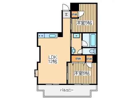 ヤスヒラビル(2LDK/6階)の間取り写真