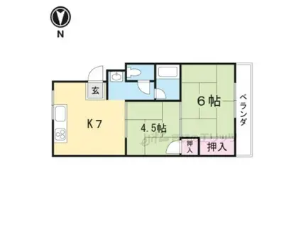 春日ハイツ(2DK/1階)の間取り写真