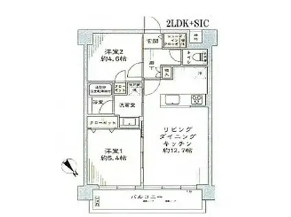 虎ノ門ガーデン(2LDK/6階)の間取り写真