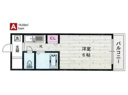 ル・コントワール(ワンルーム/2階)の間取り写真