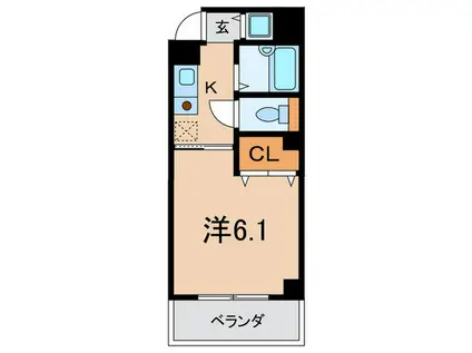 六甲グランフォーレ(1K/2階)の間取り写真