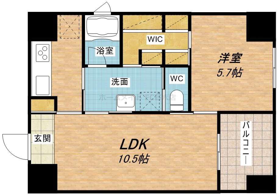 ルクレ堺筋本町レジデンス(1LDK/12階)の間取り写真