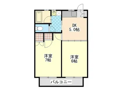 ハイツ中島(2DK/2階)の間取り写真