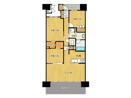 レ・ジェイドつくば 3階(3LDK/3階)の間取り写真