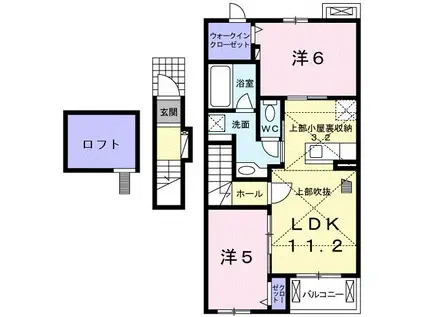 クラールつくばI(2LDK/2階)の間取り写真