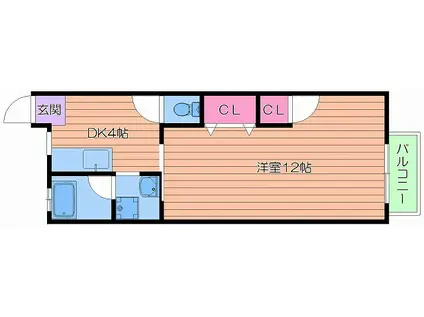 プルシャン天神橋(1K/4階)の間取り写真