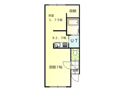 ベルルミエール(1DK/1階)の間取り写真
