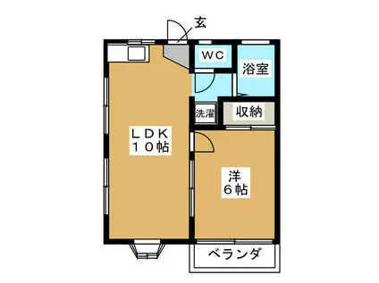 ハイツMOREA B棟(1LDK/2階)の間取り写真