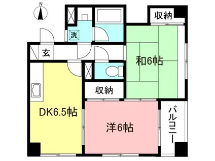 プライムヒル(2DK/2階)の間取り写真