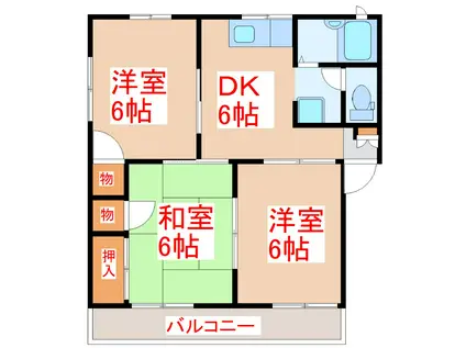 フォーブル IV(3DK/2階)の間取り写真