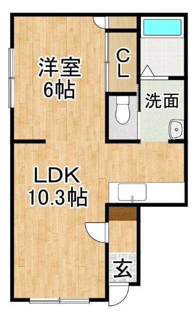 シティハイツ3(1LDK/1階)の間取り写真