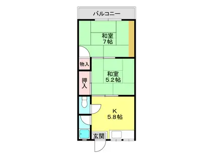 TOYOTOMIAPARTMENT八川(2K/2階)の間取り写真
