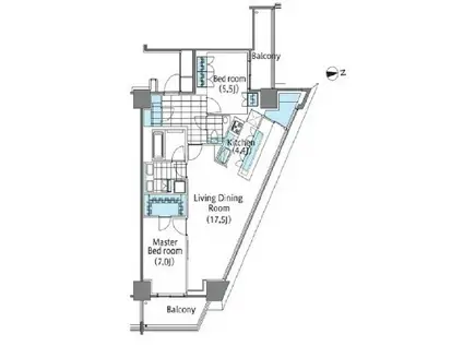 コンフォリア新宿イーストサイドタワー(2LDK/15階)の間取り写真
