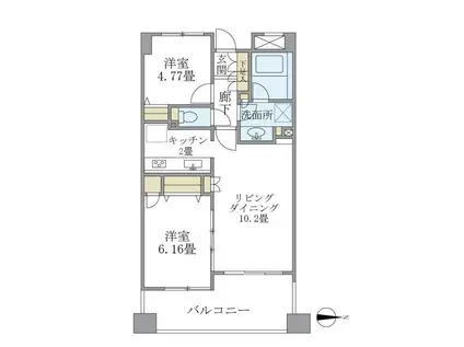 ヒルクレスト妙蓮寺(2LDK/4階)の間取り写真