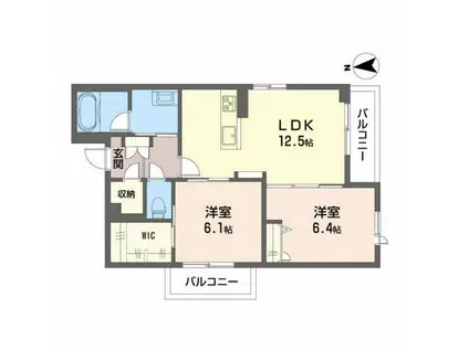 ポ・ワレア(2LDK/2階)の間取り写真