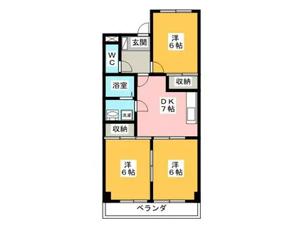 ハイツ須賀(3DK/1階)の間取り写真