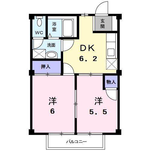 サンシティ臼井A(2DK/2階)の間取り写真