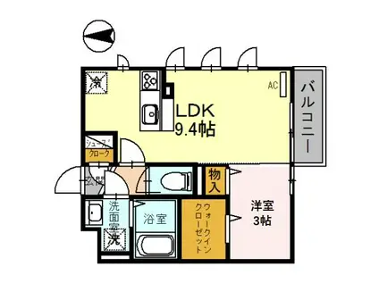 セリシール大樹(1LDK/1階)の間取り写真