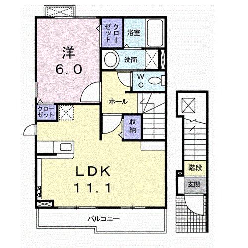 ネオイースト(1LDK/2階)の間取り写真