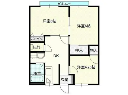マロンハイツA(3DK/1階)の間取り写真