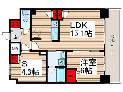 LUXENEPAWS南行徳(1SLDK/5階)の間取り写真