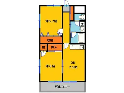 フローラ大塚弐番館(2DK/2階)の間取り写真
