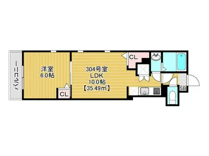 COTE DOR SOGA(1LDK/3階)の間取り写真