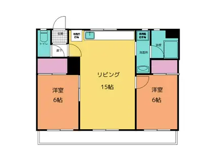 ベルグローブ(2LDK/4階)の間取り写真