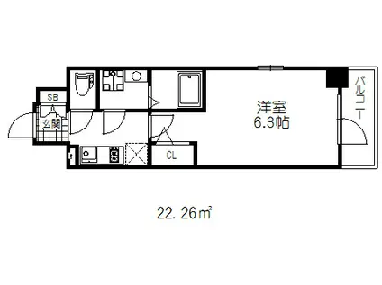 エスリード神戸レジデンス(1K/9階)の間取り写真