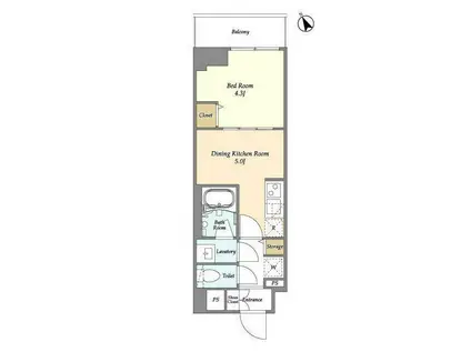 グランカーサ江戸川橋(1DK/7階)の間取り写真