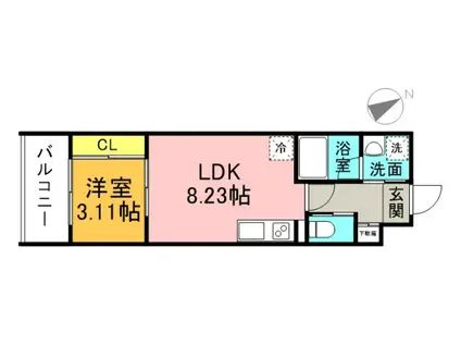 YELLSTAGE長束ウエスト(1LDK/2階)の間取り写真