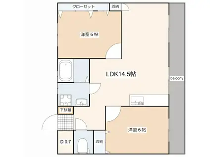 SYコートマンション(2LDK/3階)の間取り写真