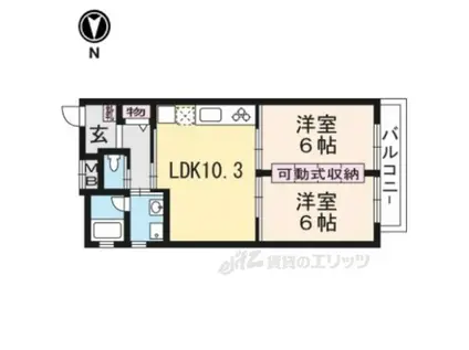 POUR TOUJOURS桃山(2LDK/3階)の間取り写真