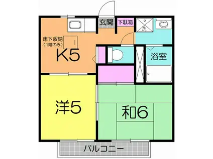 グリーンガーデン(2K/1階)の間取り写真