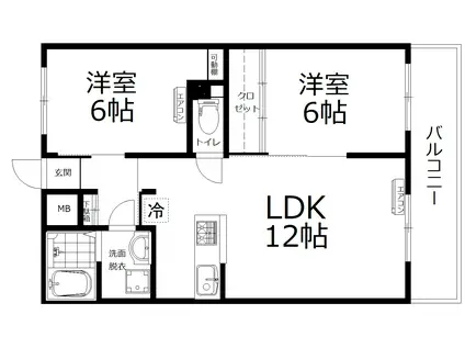 協進ビル(2LDK/2階)の間取り写真