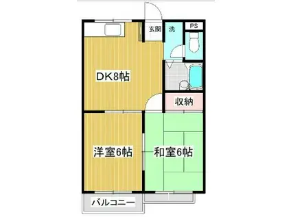 ニューカレード(2DK/3階)の間取り写真