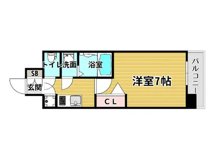 レジュールアッシュウエストレジス(1K/3階)の間取り写真