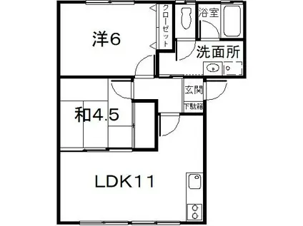 ルミネハイツ(2LDK/1階)の間取り写真
