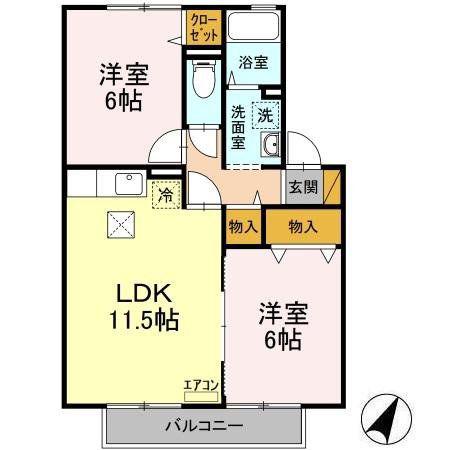 アベニューヴィラⅠ(2LDK/1階)の間取り写真