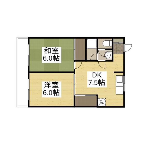 金崎ビル(2DK/3階)の間取り写真