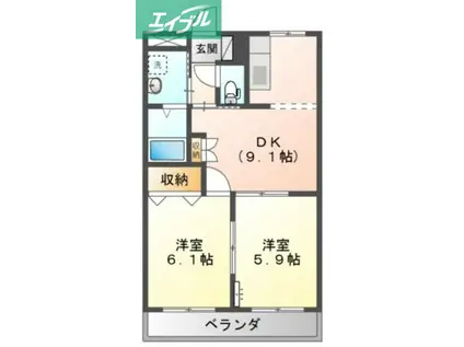 プロニティ T&S(2DK/2階)の間取り写真