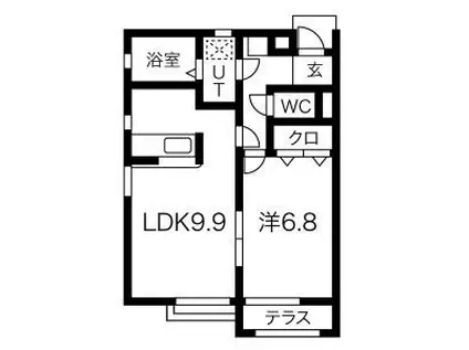 アトリオ 南棟(1LDK/1階)の間取り写真