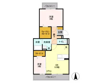 アンクレージュ(2DK/3階)の間取り写真