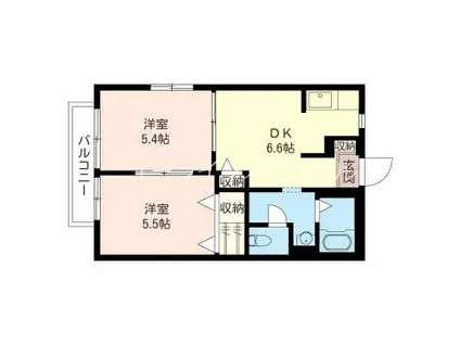 ファミール中央林間 A・B(2DK/2階)の間取り写真