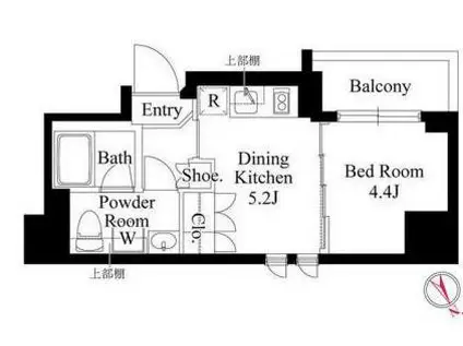 TAS浅草レジデンス(1DK/2階)の間取り写真