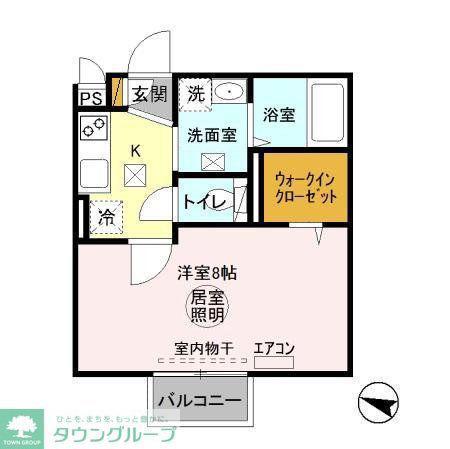 ヴィラ・グランメールII(1K/1階)の間取り写真