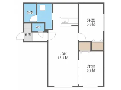 リヴェール(2LDK/2階)の間取り写真
